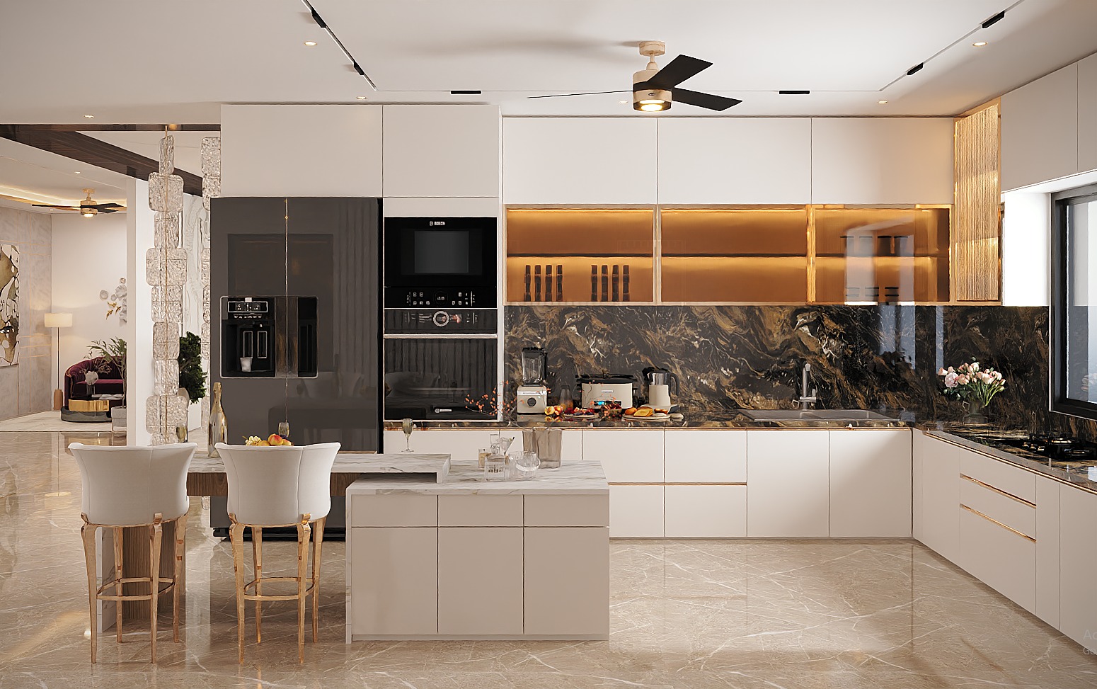 Living, Kitchen, Dining & Foyer — Umbratha Dezign interior