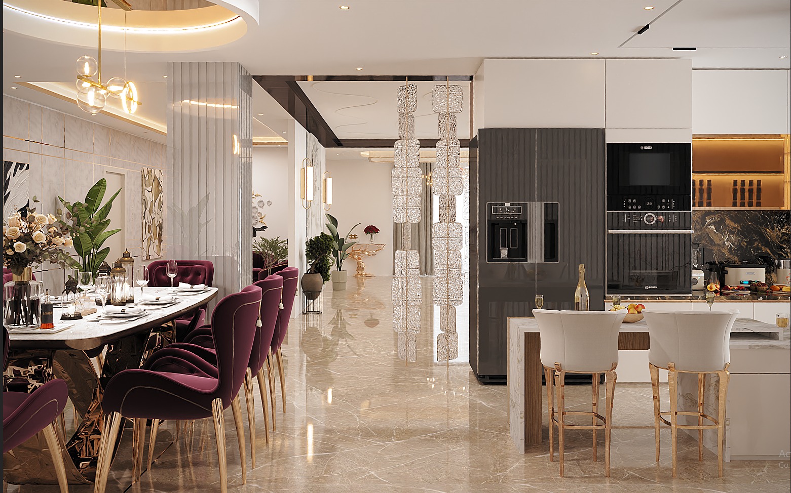 Living, Kitchen, Dining & Foyer — Umbratha Dezign interior