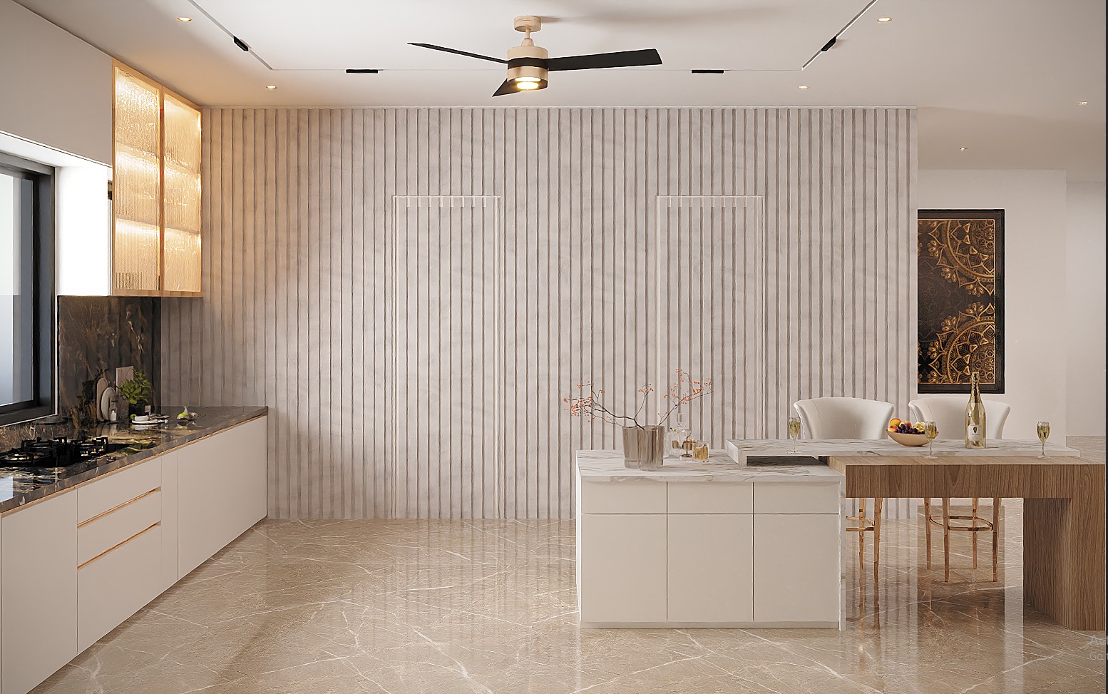 Living, Kitchen, Dining & Foyer — Umbratha Dezign interior