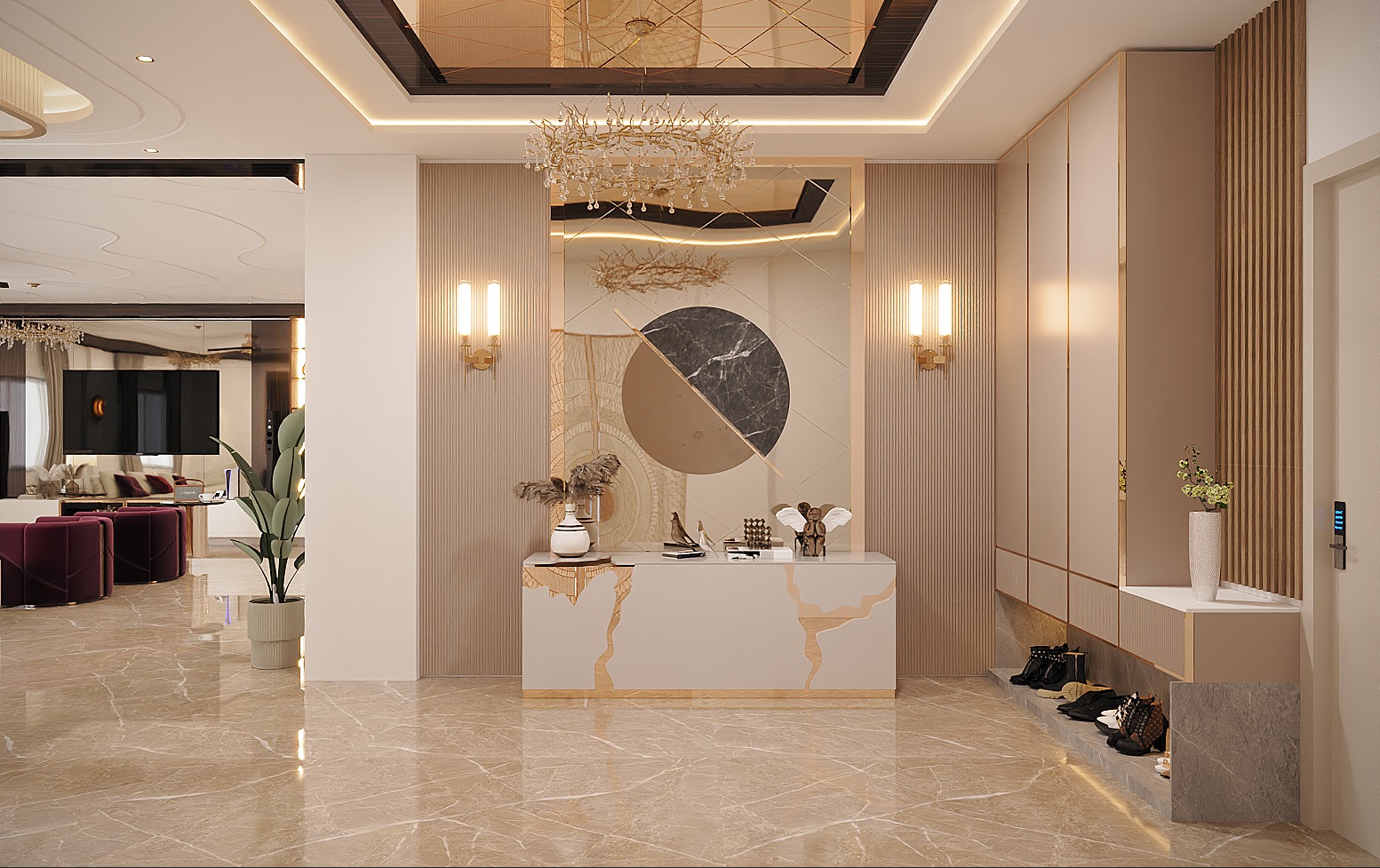 Living, Kitchen, Dining & Foyer — Umbratha Dezign interior